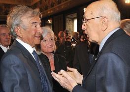Il Presidente Giorgio Napolitano con il Premio Nobel per la Pace, Prof. Elie Wiesel in occasione della celebrazione del Giorno della Memoria NapWeisel