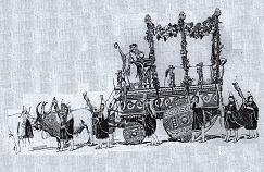 1886 - Carnevale di Roma - I Saturnali Etruschi -  Gran Mascherata con Carro ideata dalla Società Margherita di Corneto-Tarquinia