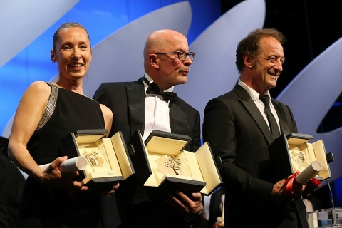 French actress Emmanuelle Bercot French director Jacques Audiard and French actor Vincent Lindon