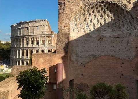 Insolita immagine del Tempio di Venere e Roma visto dallinterno del Parco Archeologico del Colosseo